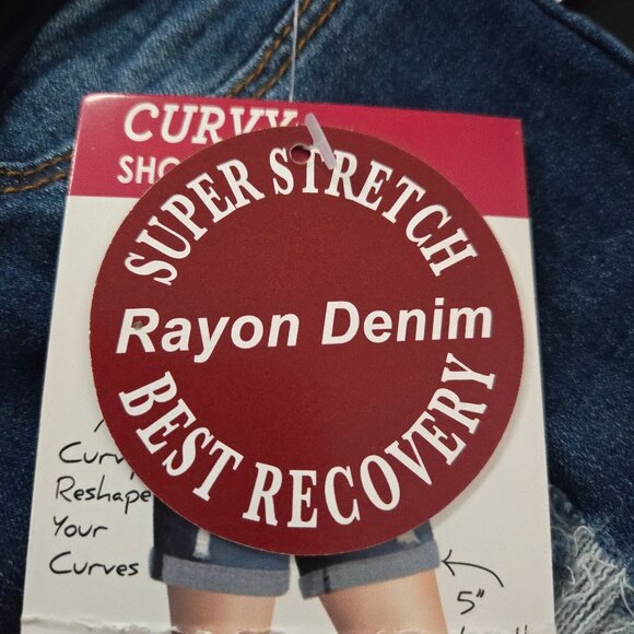 NWT S.O.N.G. Denim Maternity Shorts L Curvy Super Stretch Full Panel 5" Length - Picture 4 of 5